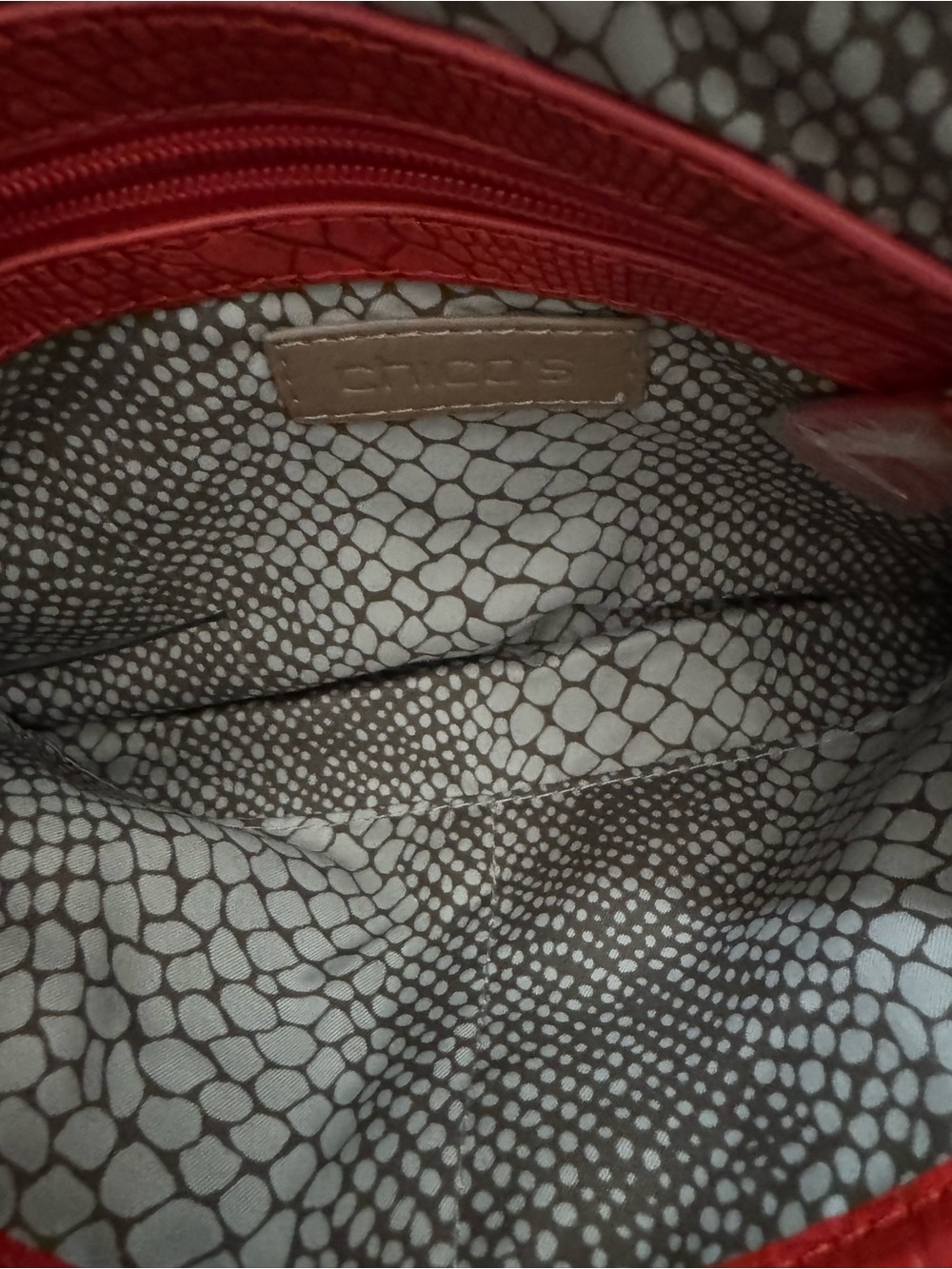 Chico’s Red Faux Leather Snakeskin Embossed Studded Wristlet Clutch Bag - Picture 5 of 9